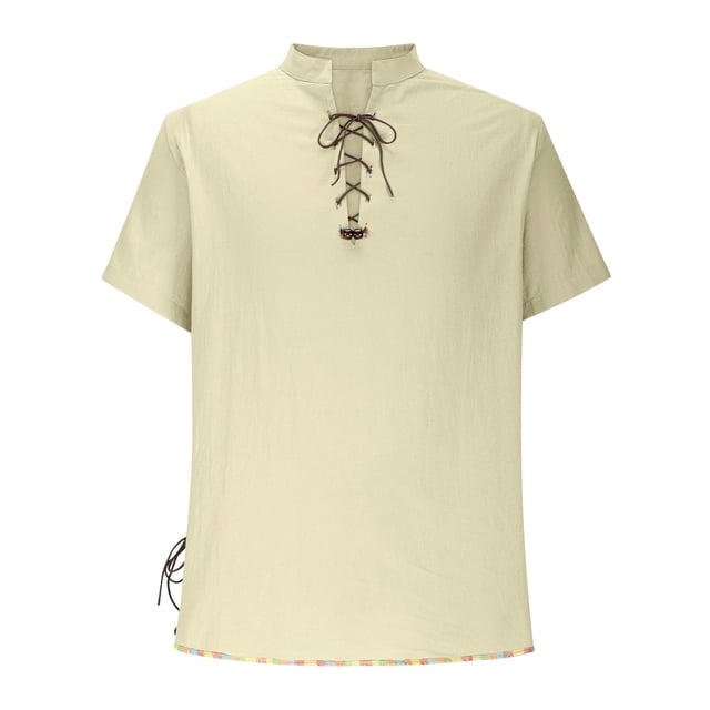 pstuiky camisetas para hombre, Camisa de estilo hippie para hombre, de manga corta, estilo playero, informal, con cuello levantado y cuello vuelto. camisas casuales para hombre s
