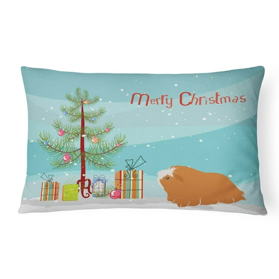 Carolines Treasures CK4443PW1216 Peruvian Guinea Pig Merry Christmas Canvas Fabric Decorative Pillow, 12H x16W,