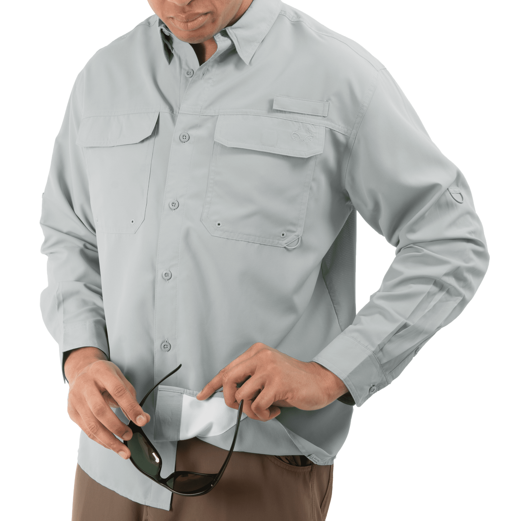 Realtree Men's Sleet Grey 2XL Long Sleeve Guide Shirt