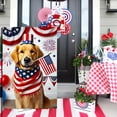 thumbnail image 3 of 1PC, 2D Flat Golden Retriever wearing Stars and Stripes cap, scarf, holding the Independence Day garden flag of the United States, durable polyester anti-fading outdoor courtyard decoration, suitable, 3 of 5