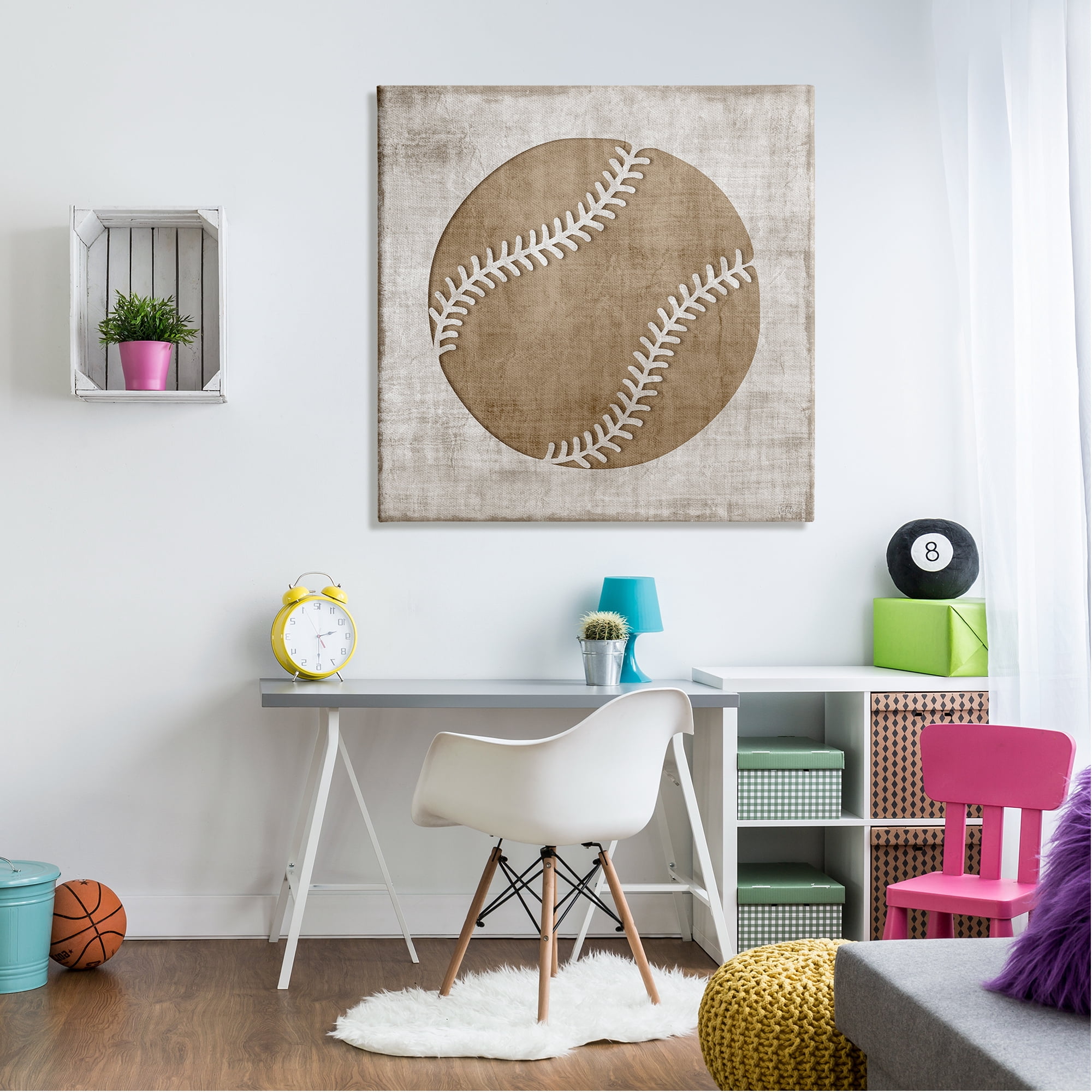 Stupell Industries Weathered Baseball Silhouette Shape Rustic Sports Sign Graphic Art Gallery Wrapped Canvas Print Wall Art, Design by Natalie Carpentieri