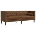 thumbnail image 2 of vidaXL Chesterfield Sofa with Bolsters 3-Seater Brown Faux Suede Leather, 2 of 9