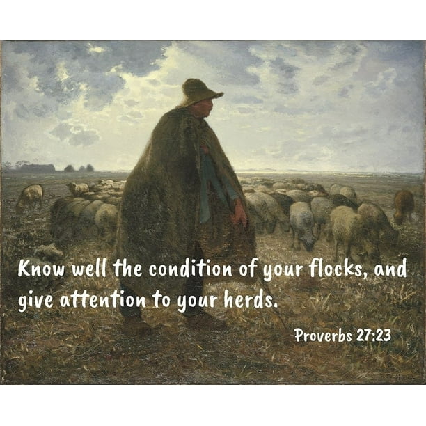 Bible Verse Quote Proverbs 2723, JeanFrancois Millet Shepherd