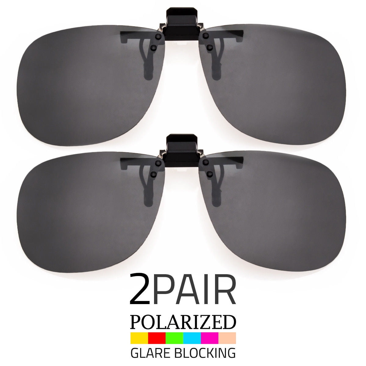 2 PAIRS LOT POLARIZED LENS ANTI GLARE CLIP ON FLIP UP SUNGLASSES