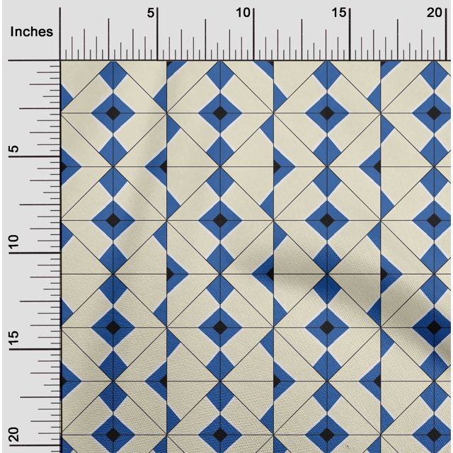 oneOone Cotton Cambric Fabric Diamond Geometric Print Fabric BTY 56 Inch Wide