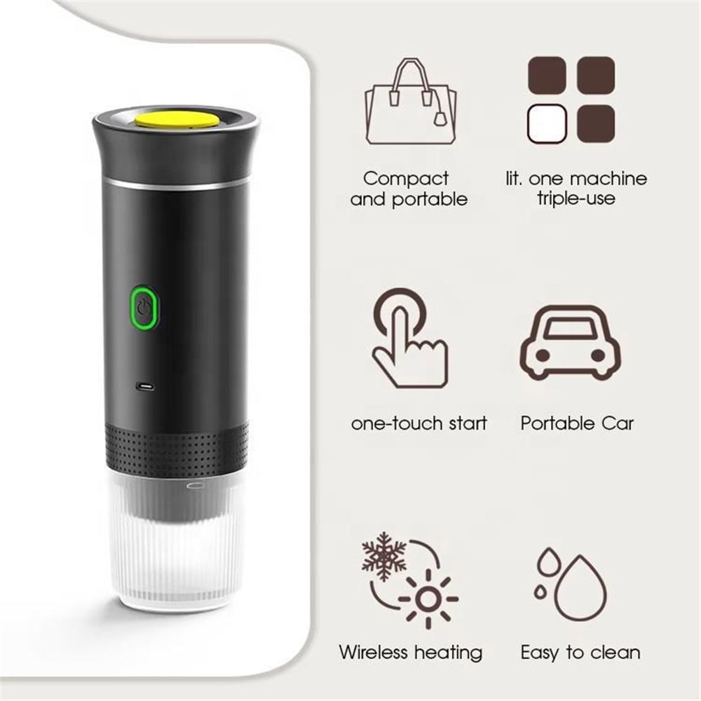 Portable Coffee Maker, Espresso Machine for camping, Travel Coffee Maker with USB-C, 3-in-1 Small Espresso Machine with Ground Coffee & Capsules for RV, Hiking, Office（black）