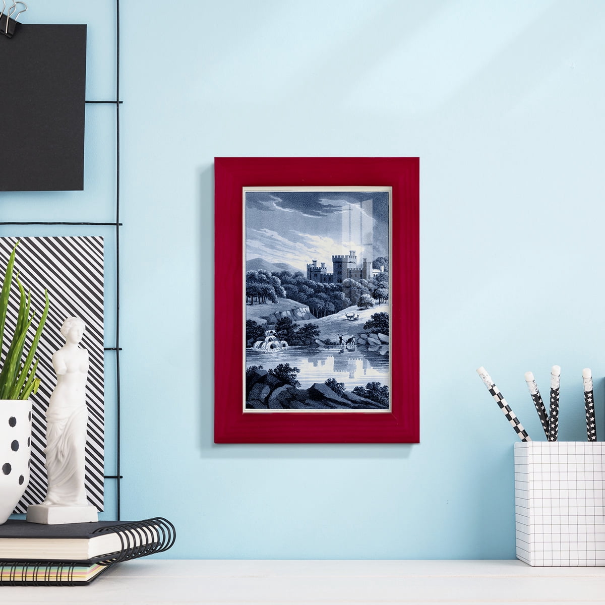 Estate View II -Framed Print w/glass-Cherry Red