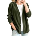 thumbnail image 5 of Qgtaibl Womens Button Down Blouse Corduroy V Neck Long Sleeve Shacket Jackets Fall Loose Fit Casual Cardigan Tops Army Green M, 5 of 5