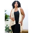thumbnail image 2 of Women's Plus Size Summer Open Front Hippie Crochet Bikini Cover Up Sleeveless Draped Shawl Cardigan Vest, Beige, XX-Large/XXX-Large, 2 of 6