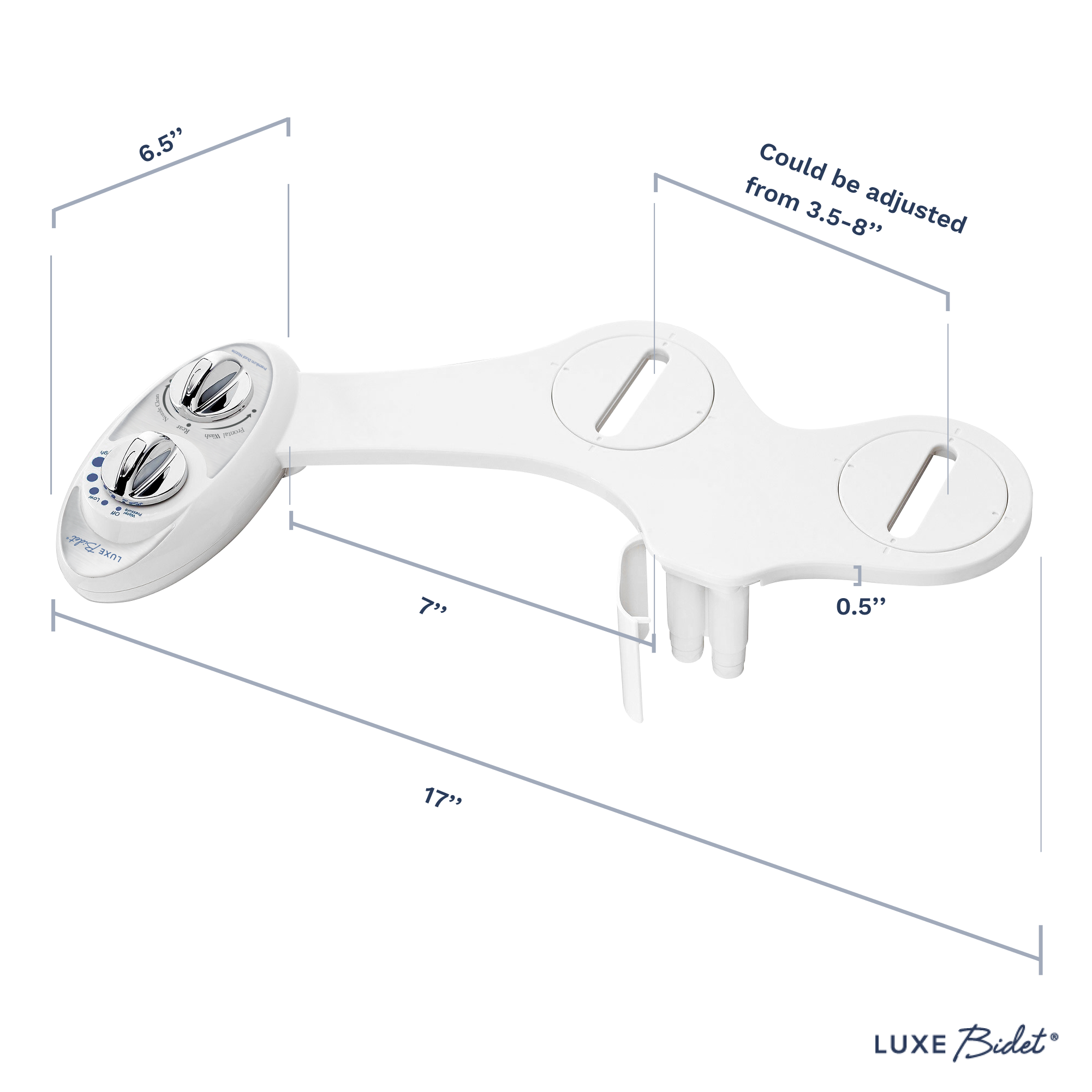 LUXE Bidet W85 Self-Cleaning, Dual Nozzle, Non-Electric Bidet Attachment for Toilet Seat, Adjustable Water Pressure, Rear and Feminine Wash (Pearl Gray) - image 3 of 5