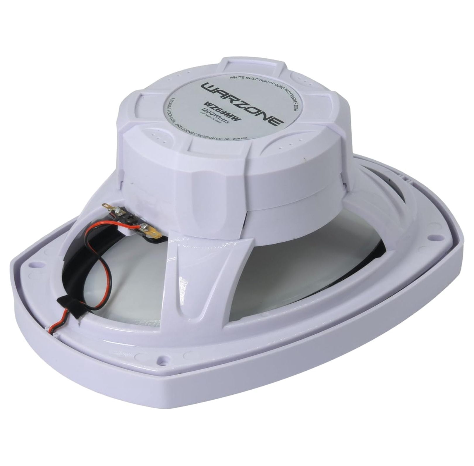 WZ69MW 6x9-Inch 2-Way Marine Speaker, 1200W Max, 4 Ohms, 20oz Magnet, White Injection Cone with Rubber Edge for Boats and Outdoor Audio (2 Speakers)