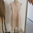 thumbnail image 4 of Ruimatai Women's Casual Sleeveless Pleated Dress Lace-up Crew Neck Short Dress Stylish Comfortable Polyester Summer Spring Solid Color, 4 of 5