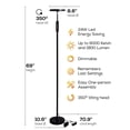 thumbnail image 5 of LED Torchiere Super Bright 70" Floor Lamp (5 Color Settings) 2,100 Lumens,Dimmable Black Metal with Remote, 5 of 5