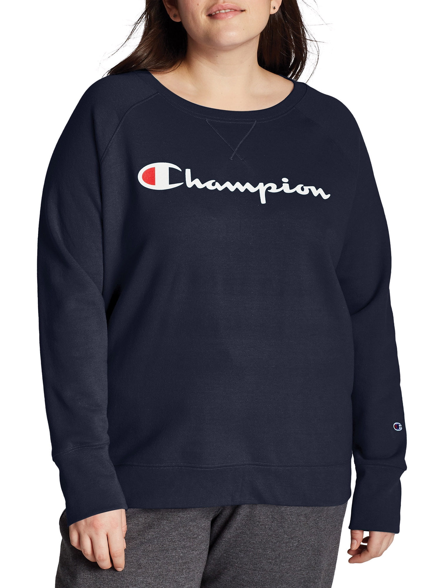 Champion Women's Plus Size Powerblend Graphic Crewneck Sweatshirt ...