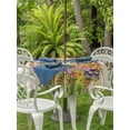 thumbnail image 2 of Beige Happy Easter Outdoor Tablecloth - 60 Inch Round Dining Table Cover, Spring Easter Eggs Floral Rustic Waterproof Outdoor Table Cloth with Umbrella Hole & Zipper for Picnic/Patio/Party, 2 of 7