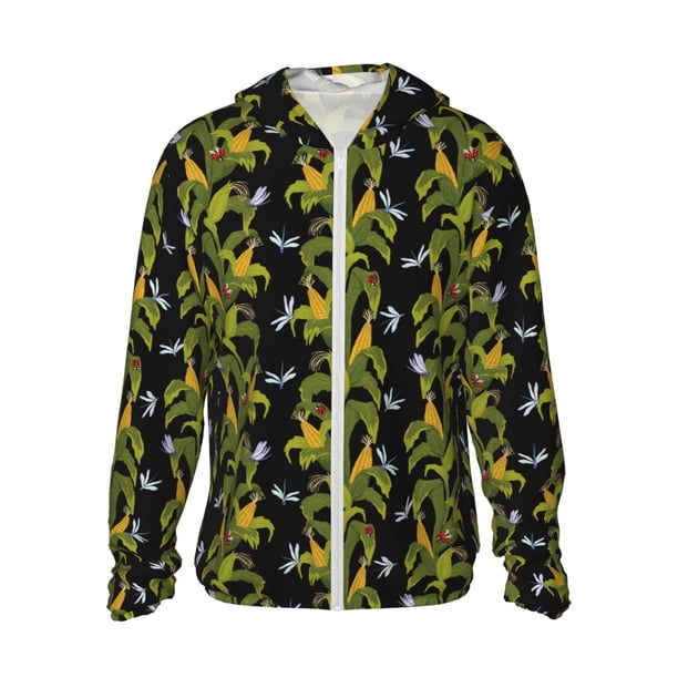 Balery Corn And Dragonflies Sudadera ligera de manga larga con capucha y protección solar UPF 50+ para hombre y mujer, ideal para pesca y running-Medium