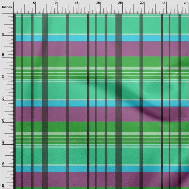 oneOone Cotton Flex Green Fabric Madras Check Sewing Craft Projects Fabric Prints By Yard 40 Inch Wide