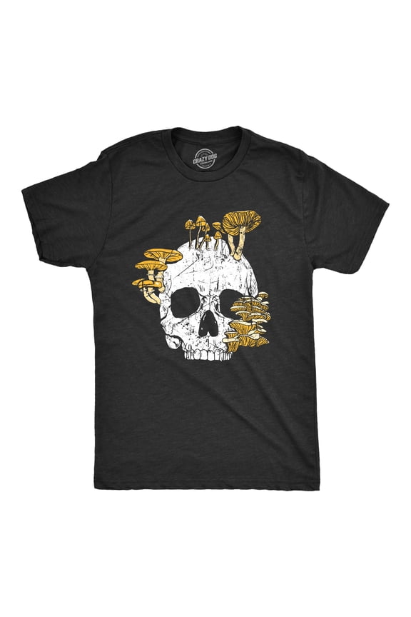 Mens Mushroom Skull T Shirt Fuuny Cool Dead Decaying Skeleton Shrooms Tee for Guys Graphic Tees