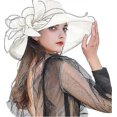 thumbnail image 1 of Women's Hat Summer Hat Sun Protection Sun Hats Sun Hat Organza Fascinator Hat Caps Bowler Hat Foldable with Flowers Wide Brim Ideal for Summer Beach C, 1 of 5