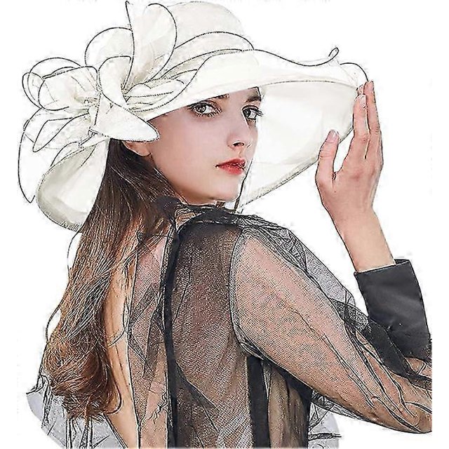Women's Hat Summer Hat Sun Protection Sun Hats Sun Hat Organza Fascinator Hat Caps Bowler Hat Foldable with Flowers Wide Brim Ideal for Summer Beach C