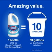 Clorox No Splash Formula Disinfecting Bleach, 40 fl oz, 2 Pack