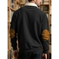 thumbnail image 4 of ZVNAΖH Mens Casual Corduroy Sweatshirt Long Sleeve Stand Collar 1/4 Button Up Pullover Stylish Color Block Fall Polo Sweaters, 4 of 4