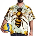 thumbnail image 4 of Starry Bees in the Sky Men's Short Sleeve Hawaiian Shirt, Casual Printed Button Down Beach Tops, Summer Poplin Spread Collar Unisex Button Down Shirts, 4 of 6