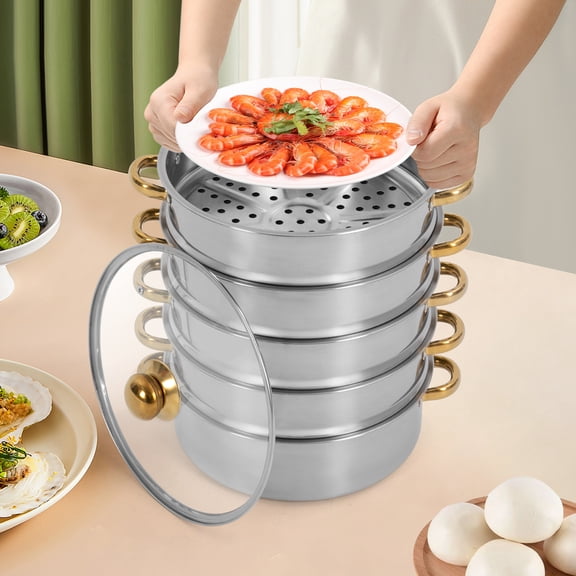 5-Tier Steamer Cooking Pot, Stainless Steel Steamer Pots, Cookware Steaming Pots