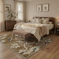 thumbnail image 2 of 2x7 Area Rugs for Hallway Laundry Room Bedroom Bathroom, Machine Washable Non Slip Low Pile Runner Rug, Indoor Print Carpet for Entryway Corridor Home Office, Birds Vines Pattern, Dusky Brown, 2 of 4