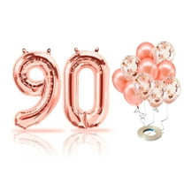 PARIS PRODUCTS - 90th Birthday Rose Gold Balloons & Number 90 Mylar Balloon, 90th Birthday Party Decor, 90th Birthday Decorations for Woman, 90th Birthday Decorations Woman