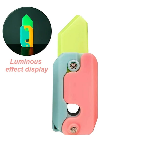 Cuchillo de gravedad luminoso, cuchillo de zanahoria, tarjeta de empuje de descompresión, juguete pequeño, impresión 3D, forma de cuchillo de zanahoria, juguetes para niños