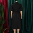 thumbnail image 6 of AURA Womens Summer 2024 Solid Color Midi A Line Dress High Waist Short Sleeve Button Front, 6 of 10
