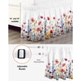 thumbnail image 3 of Pastoral Spring Floral Bed Skirt Cal King Size, Elegant Summer Flower Botanical Wrap Around Bed Skirting with Adjustable Elastic Strap, Dust Ruffled Pleated Bedskirts 18 Inch Drop for Bedroom Beds, 3 of 9