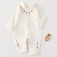 thumbnail image 2 of Linfrsh Cotton Romper Baby Girl Baby And Winter Clothing Baby Crawling Long Sleeve Romper (Brown,0-3 Months), 2 of 9