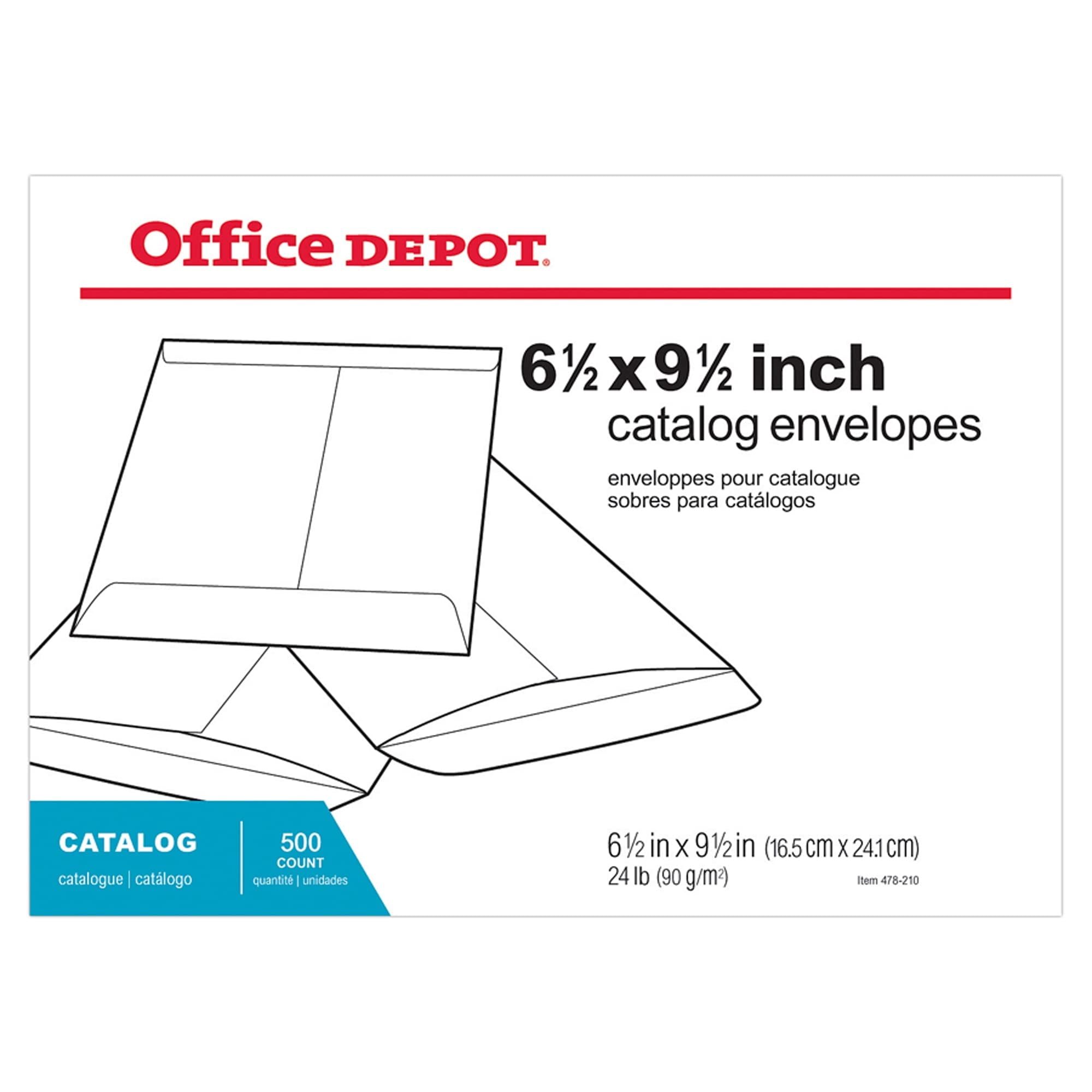 Office Depot Large Format Open-End White Envelopes, 6 1/2in. x 9 1/2in., Box Of 500, 77625