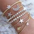 thumbnail image 3 of Women's Bracelet Rhinestone Five-Pointed Star Heart Moon Assorted Stretch Bracelet Bangle Bracelet, 3 of 10