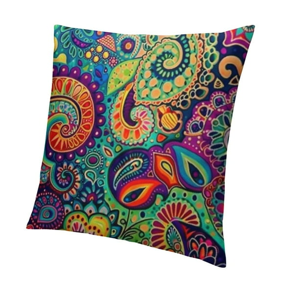 Patifu Mandala Throw Pillow Cover Bohemian Paisley Printed Decor Cushion Cover for Sofa Couch Bed 12x12in