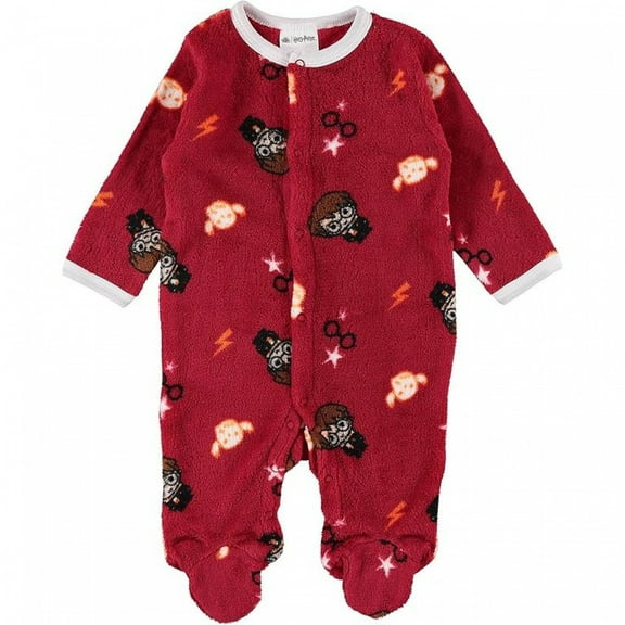 Harry Potter Baby Boys Long-Sleeve Bodysuit Pajamas - Baby Boy Clothes Prints Red/Yellow, 0-3 Months