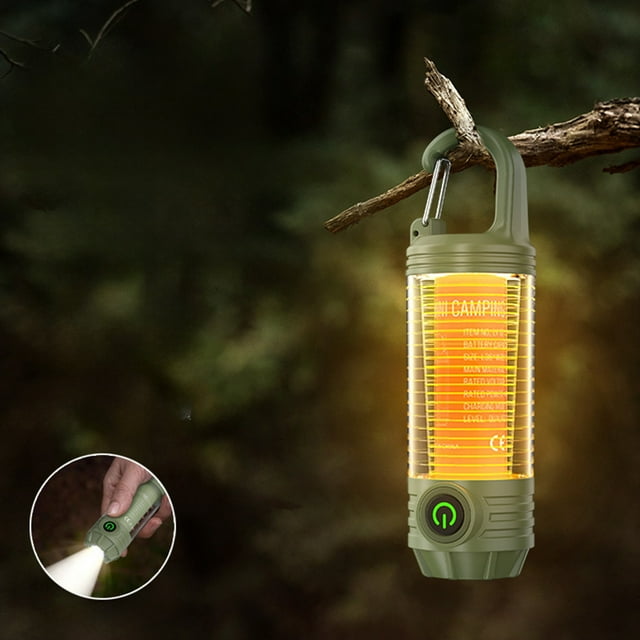 Kbndieu Camping Lantern Portable Outdoor Camping Light Strong Light Flashlight Camping Three Color Mood Light Type-C Charging Two Brightness Adjustments with Hook Camping Essentials