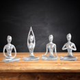 thumbnail image 4 of Estatuilla de yoga Macarena en pose de Contemplación de resina Color Plata antigua, 4 of 8