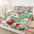thumbnail image 3 of Homewish Red Ladybug 4pcs Bed Sheets for Female Men Adults,Green Tree Leaves King Sheets,Love Heart Print Super Cozy Sheet Set,Microfiber Bedroom Decor, 3 of 7