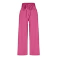 thumbnail image 5 of Sexlip Womens High Waist Drapey Loose Wide Leg Linen Capris Lightweight Breathable Summer Casual Outfit Pink XL, 5 of 8