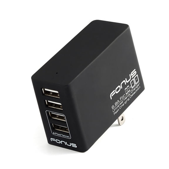 4-Port USB 34W Home Charger 6.8A Wall AC Plug Power Q1O for Coolpad REVVL Plus, Legacy S - Dell Venue 8 Pro - Doro 824 SmartEasy - Essential Phone (PH-1) - Google Pixel XL 4 XL Slate 12.3 3a