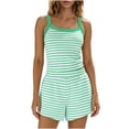 thumbnail image 2 of Ayolanni Womens Pajamas Sets Sleeveless Striped Summer Tops and Shorts Loungewear Loose Green 2 Piece Lounge Sets XXL, 2 of 5