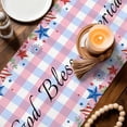 thumbnail image 3 of 4th of July Table Runner 70 Inches, Independence Day Floral Checkered Stars Bed Runner Dresser Scarves Tabletop for Indoor Outdoor Parties/Ceremony/Banquet, 13" x 70", 3 of 9