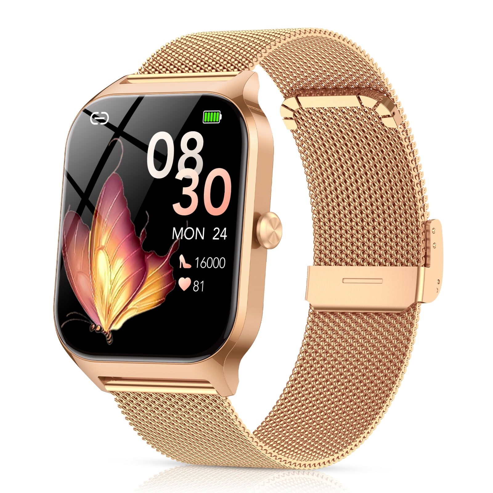 Smart Watch Fits for Android and IPhone, 1.85 inch Fitness Tracker, Women's Smartwatch with Answer/Make Calls/120+ Sports Modes/Message Reminder, IP68 Waterproof, for Gift Rose Gold