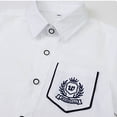 thumbnail image 6 of Boys British School Uniform Set Necktie Embroidered Collared Shirts Shorts Sets Toddlers Tween Preppy Clothes White, 11 Years, 6 of 7