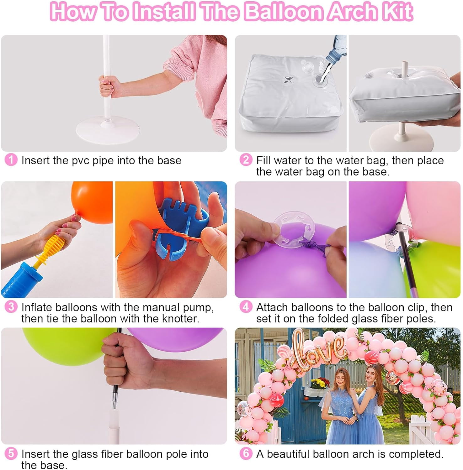 Balloon Arch Kit, 7.4ft Balloon Arch Stand Frame with Base: for Wedding Baby Shower Birthday Party Decorations