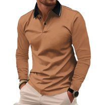 Oalirro Men's Shirts Slim Fit Classic Button Basic Long Sleeve Shirt Solid Color Casual Golf Shirt