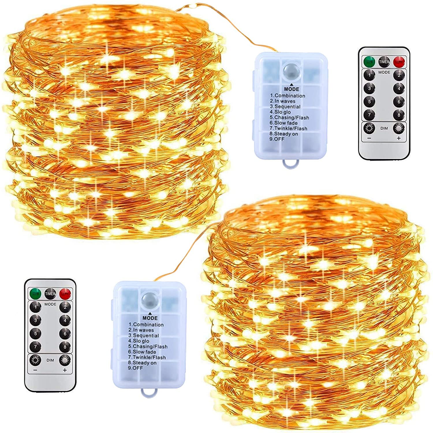LED Fairy Lights 10m 100 LED Copper Wire Fairy Lights Warm White with Remote Control 